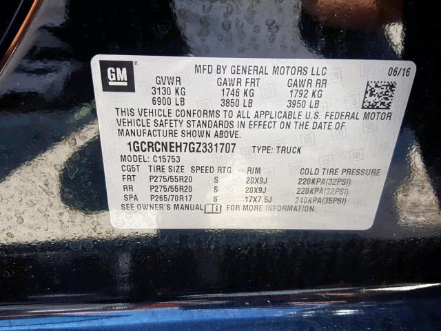 Photo 9 VIN: 1GCRCNEH7GZ331707 - CHEVROLET SILVERADO 