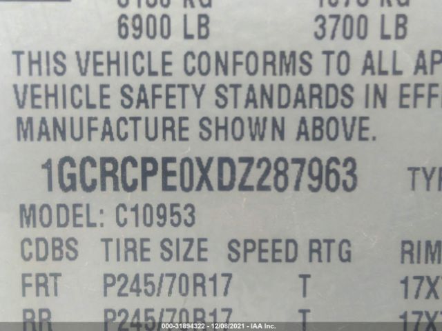 Photo 8 VIN: 1GCRCPE0XDZ287963 - CHEVROLET SILVERADO 1500 