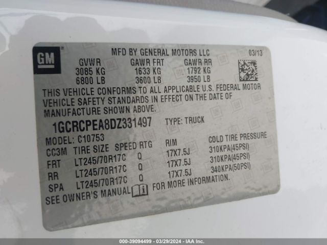 Photo 8 VIN: 1GCRCPEA8DZ331497 - CHEVROLET SILVERADO 1500 