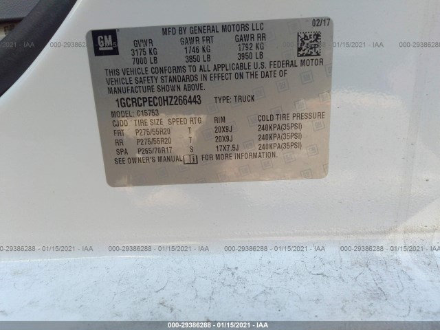 Photo 8 VIN: 1GCRCPEC0HZ266443 - CHEVROLET SILVERADO 1500 