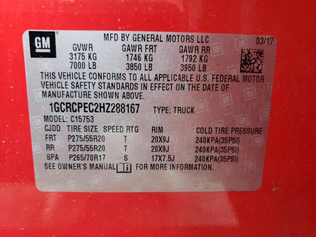 Photo 11 VIN: 1GCRCPEC2HZ288167 - CHEVROLET SILVERADO 