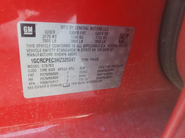 Photo 9 VIN: 1GCRCPEC3HZ325047 - CHEVROLET SILVERADO 