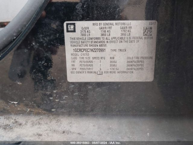 Photo 8 VIN: 1GCRCPEC7HZ270991 - CHEVROLET SILVERADO 1500 