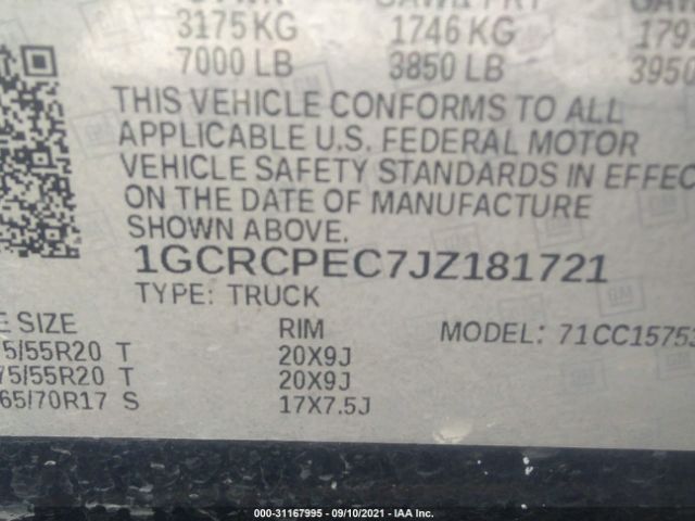 Photo 8 VIN: 1GCRCPEC7JZ181721 - CHEVROLET SILVERADO 1500 