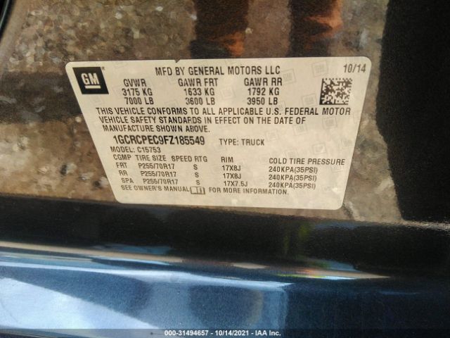 Photo 8 VIN: 1GCRCPEC9FZ185549 - CHEVROLET SILVERADO 1500 