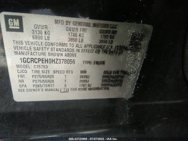 Photo 8 VIN: 1GCRCPEH0HZ378056 - CHEVROLET SILVERADO 1500 