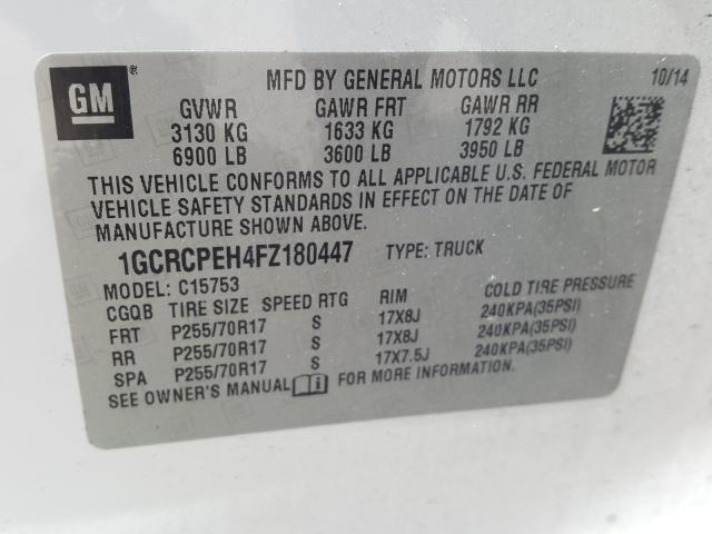 Photo 9 VIN: 1GCRCPEH4FZ180447 - CHEVROLET SILVERADO 