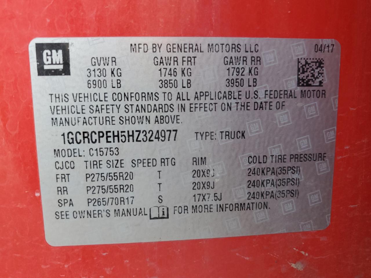 Photo 11 VIN: 1GCRCPEH5HZ324977 - CHEVROLET SILVERADO 