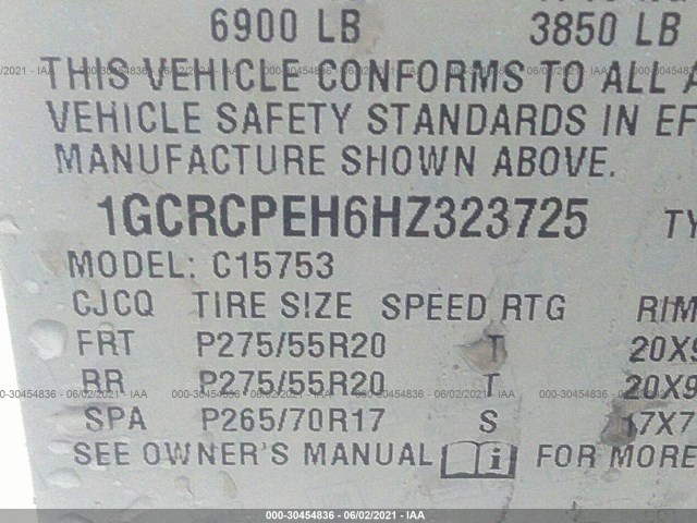 Photo 8 VIN: 1GCRCPEH6HZ323725 - CHEVROLET SILVERADO 1500 