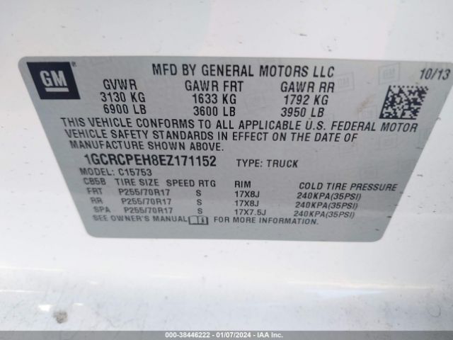 Photo 8 VIN: 1GCRCPEH8EZ171152 - CHEVROLET SILVERADO 1500 