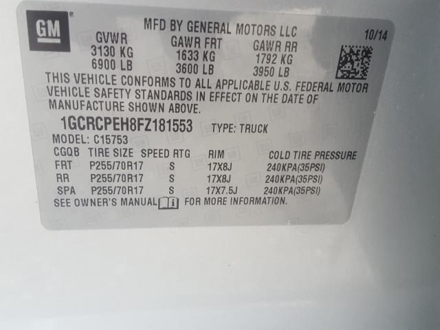 Photo 9 VIN: 1GCRCPEH8FZ181553 - CHEVROLET SILVERADO 