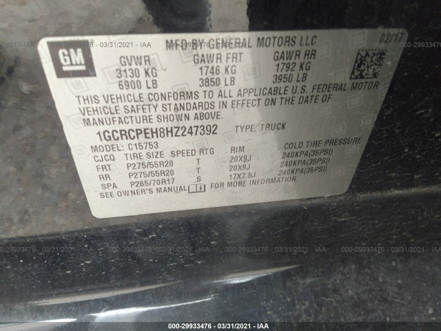 Photo 8 VIN: 1GCRCPEH8HZ247392 - CHEVROLET SILVERADO 1500 