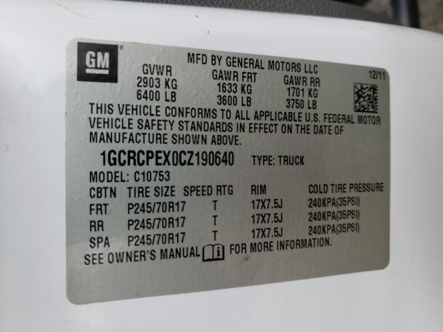 Photo 9 VIN: 1GCRCPEX0CZ190640 - CHEVROLET SILVERADO 