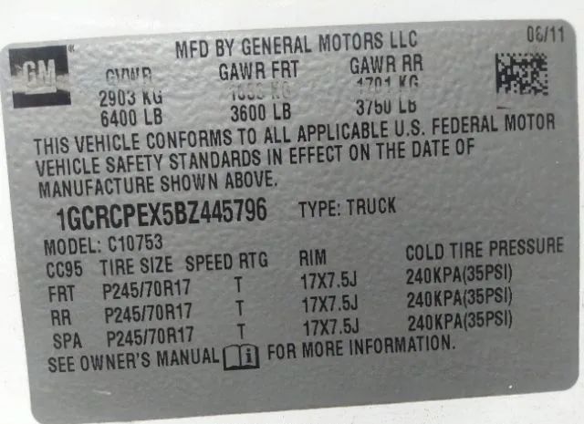 Photo 8 VIN: 1GCRCPEX5BZ445796 - CHEVROLET SILVERADO 1500 