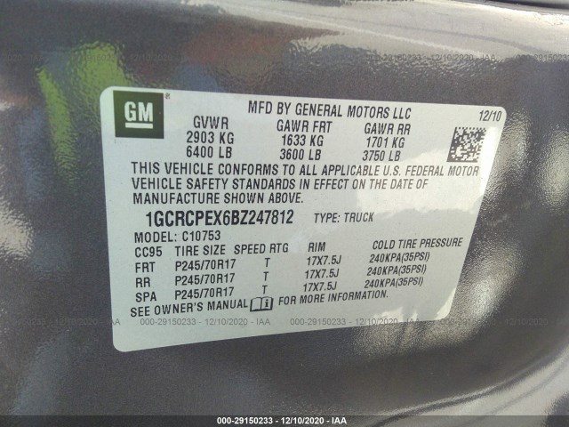 Photo 8 VIN: 1GCRCPEX6BZ247812 - CHEVROLET SILVERADO 1500 