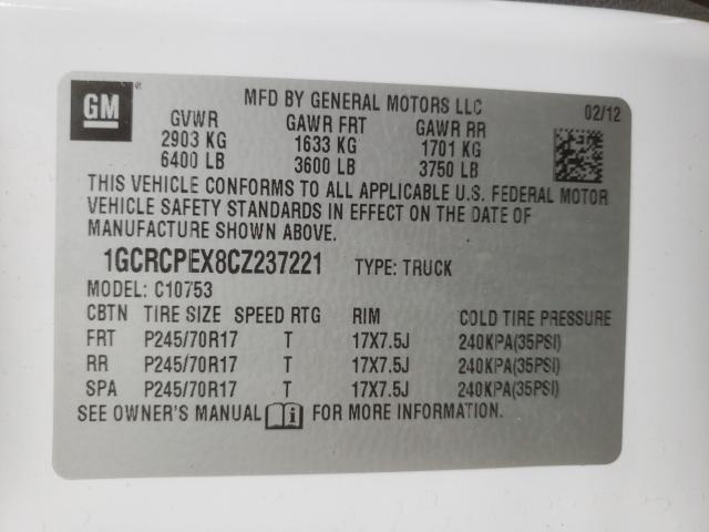 Photo 9 VIN: 1GCRCPEX8CZ237221 - CHEVROLET SILVERADO 