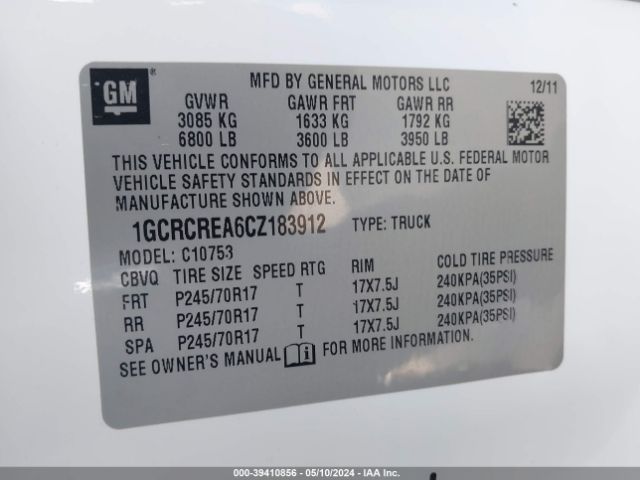 Photo 8 VIN: 1GCRCREA6CZ183912 - CHEVROLET SILVERADO 1500 