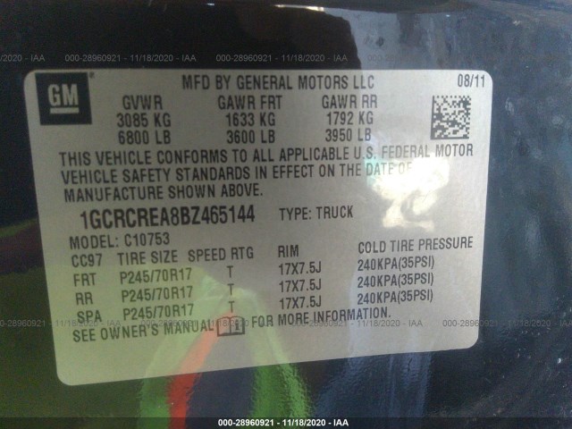 Photo 8 VIN: 1GCRCREA8BZ465144 - CHEVROLET SILVERADO 1500 