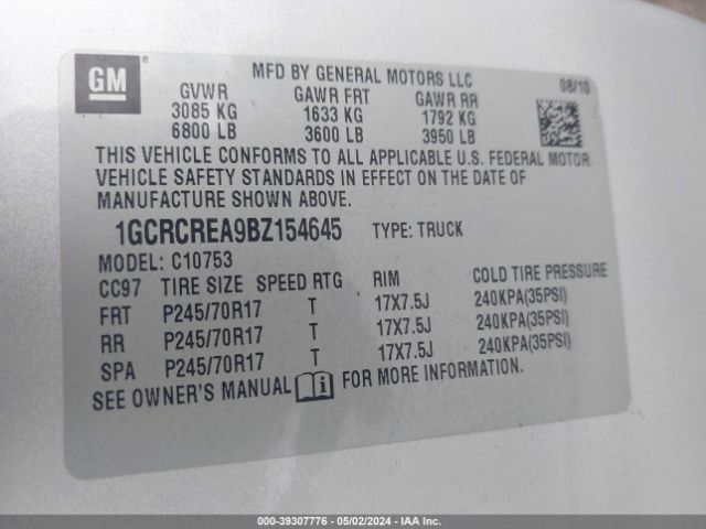 Photo 8 VIN: 1GCRCREA9BZ154645 - CHEVROLET SILVERADO 1500 