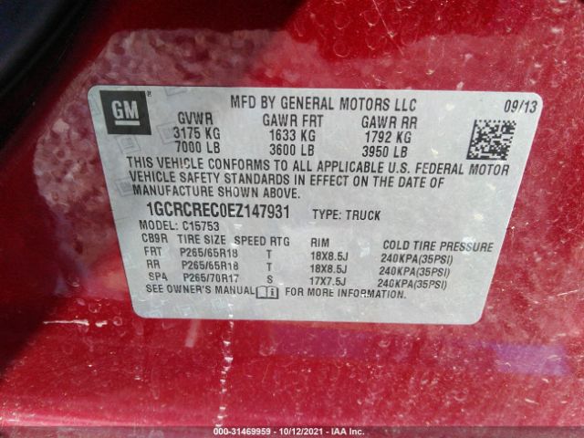 Photo 8 VIN: 1GCRCREC0EZ147931 - CHEVROLET SILVERADO 1500 