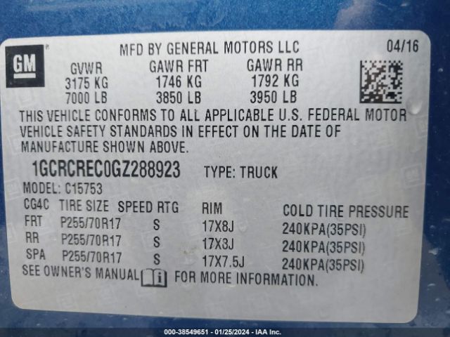 Photo 8 VIN: 1GCRCREC0GZ288923 - CHEVROLET SILVERADO 1500 