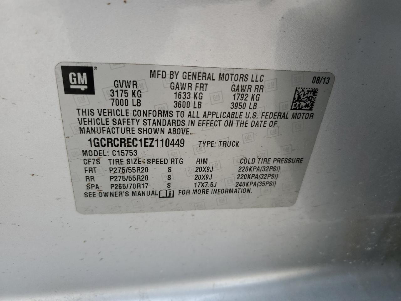 Photo 11 VIN: 1GCRCREC1EZ110449 - CHEVROLET SILVERADO 