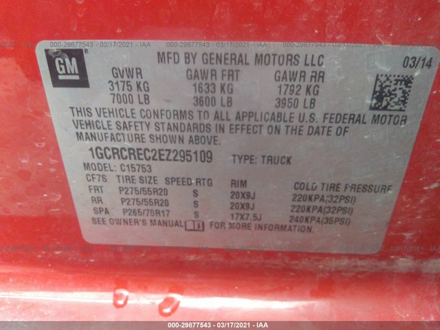 Photo 8 VIN: 1GCRCREC2EZ295109 - CHEVROLET SILVERADO 1500 