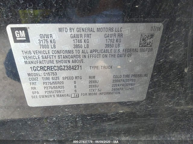 Photo 8 VIN: 1GCRCREC3GZ384271 - CHEVROLET SILVERADO 1500 