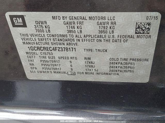 Photo 8 VIN: 1GCRCREC4FZ378171 - CHEVROLET SILVERADO 