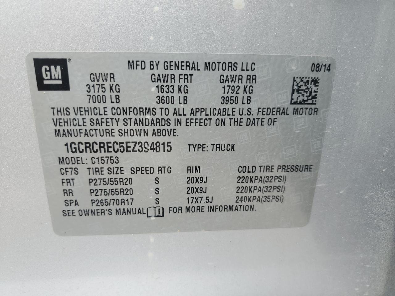 Photo 11 VIN: 1GCRCREC5EZ394815 - CHEVROLET SILVERADO 