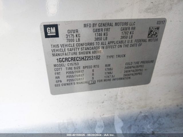 Photo 8 VIN: 1GCRCREC5HZ253182 - CHEVROLET SILVERADO 