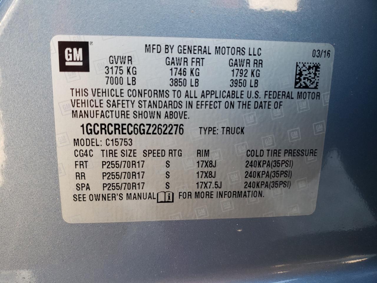 Photo 12 VIN: 1GCRCREC6GZ262276 - CHEVROLET SILVERADO 