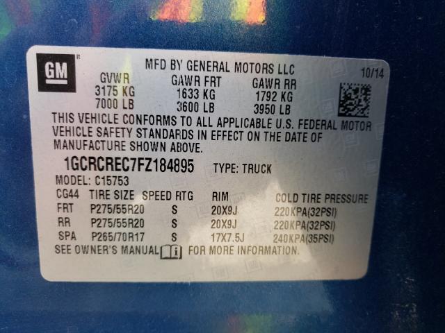 Photo 9 VIN: 1GCRCREC7FZ184895 - CHEVROLET SILVERADO 