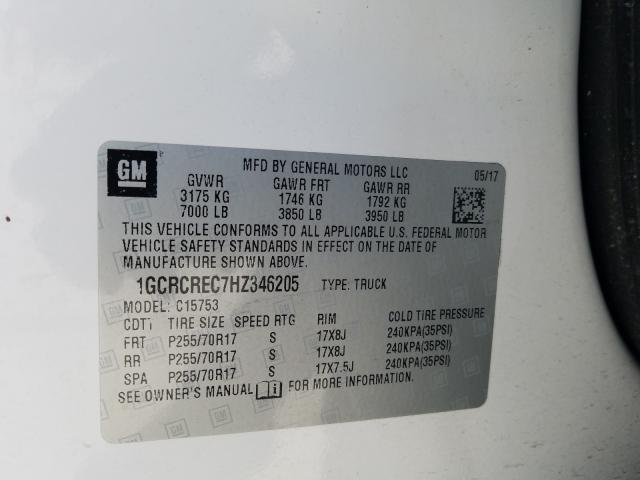 Photo 9 VIN: 1GCRCREC7HZ346205 - CHEVROLET SILVERADO 