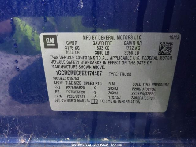 Photo 8 VIN: 1GCRCREC8EZ174407 - CHEVROLET SILVERADO 1500 