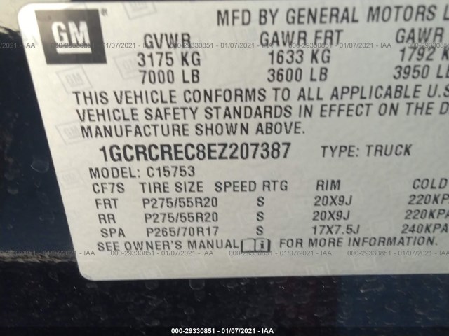 Photo 8 VIN: 1GCRCREC8EZ207387 - CHEVROLET SILVERADO 1500 