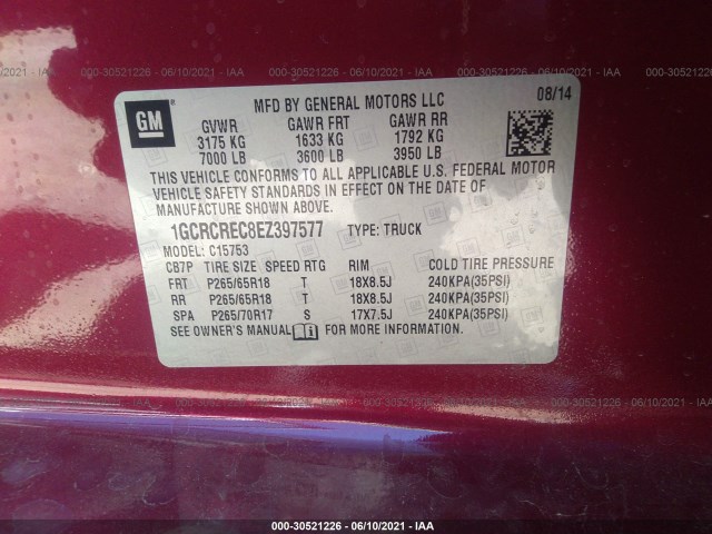 Photo 8 VIN: 1GCRCREC8EZ397577 - CHEVROLET SILVERADO 1500 