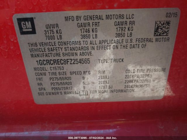 Photo 8 VIN: 1GCRCREC8FZ254565 - CHEVROLET SILVERADO 