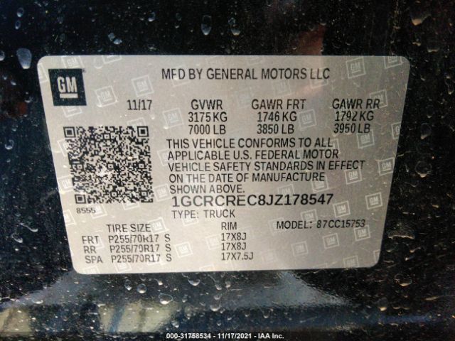 Photo 8 VIN: 1GCRCREC8JZ178547 - CHEVROLET SILVERADO 1500 