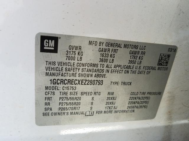 Photo 9 VIN: 1GCRCRECXEZ280793 - CHEVROLET SILVERADO 