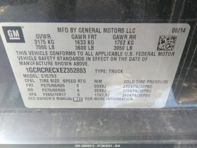 Photo 8 VIN: 1GCRCRECXEZ352883 - CHEVROLET SILVERADO 1500 