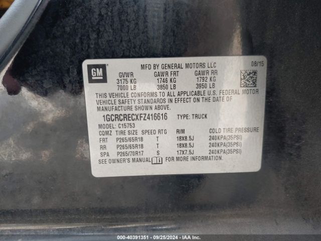 Photo 8 VIN: 1GCRCRECXFZ416616 - CHEVROLET SILVERADO 