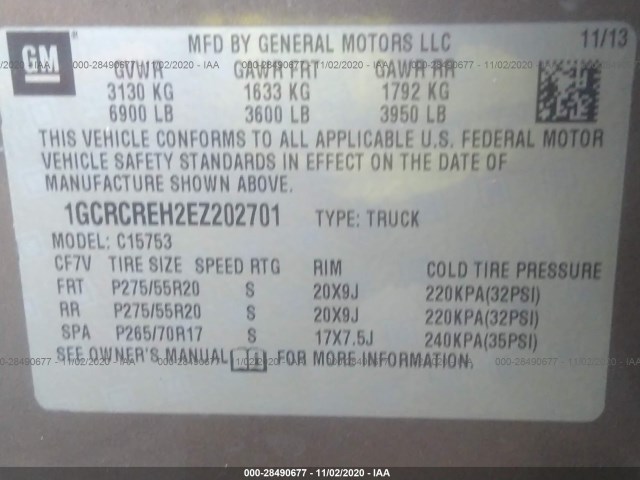 Photo 8 VIN: 1GCRCREH2EZ202701 - CHEVROLET SILVERADO 1500 