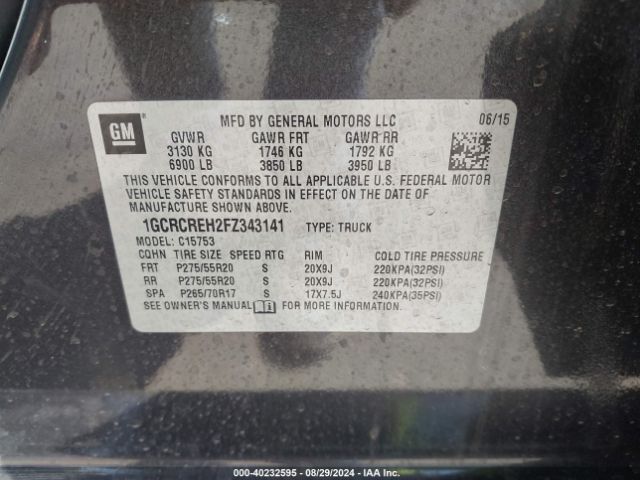 Photo 8 VIN: 1GCRCREH2FZ343141 - CHEVROLET SILVERADO 