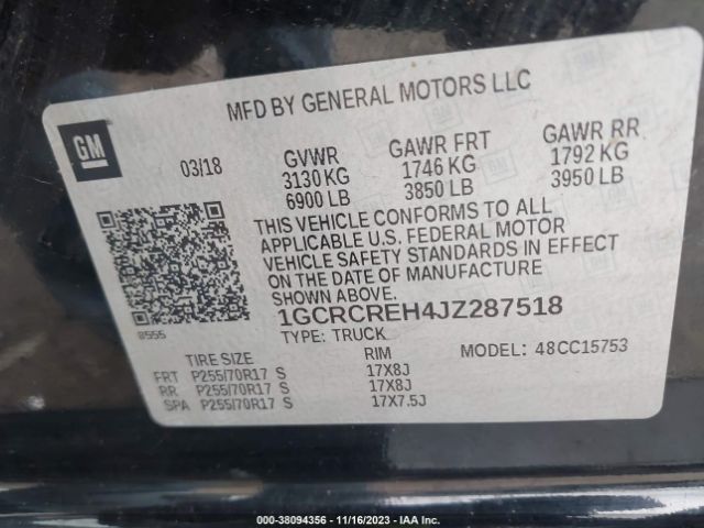 Photo 8 VIN: 1GCRCREH4JZ287518 - CHEVROLET SILVERADO 1500 