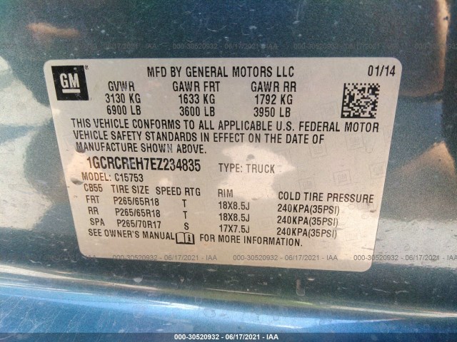 Photo 8 VIN: 1GCRCREH7EZ234835 - CHEVROLET SILVERADO 1500 