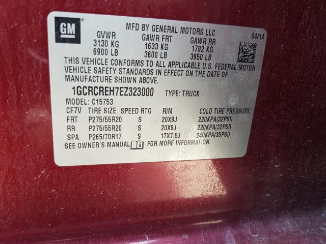 Photo 9 VIN: 1GCRCREH7EZ323000 - CHEVROLET SILVERADO 