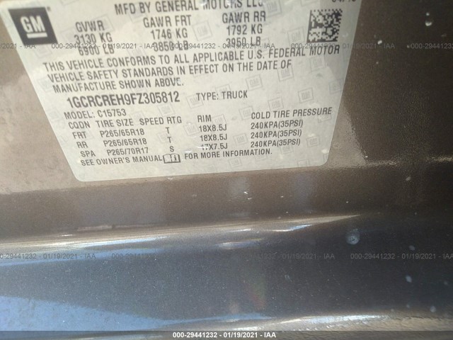 Photo 8 VIN: 1GCRCREH9FZ305812 - CHEVROLET SILVERADO 1500 