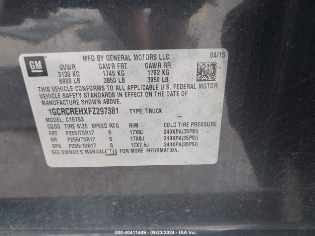 Photo 8 VIN: 1GCRCREHXFZ297381 - CHEVROLET SILVERADO 