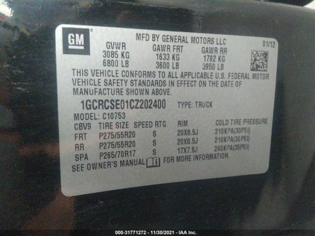 Photo 8 VIN: 1GCRCSE01CZ202400 - CHEVROLET SILVERADO 1500 